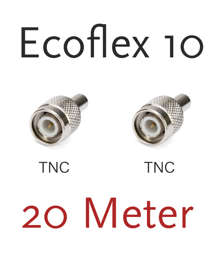 Ecoflex 10, 20m, konfektioniert mit TNC Stecker, mit Knickschutz